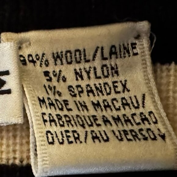 Dana Buchman Vintage Wool Striped V Neck Collared Sweater, M - Picture 8 of 16